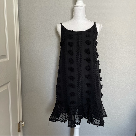 &merci black spaghetti strap Pom Pom dress - Picture 2 of 5